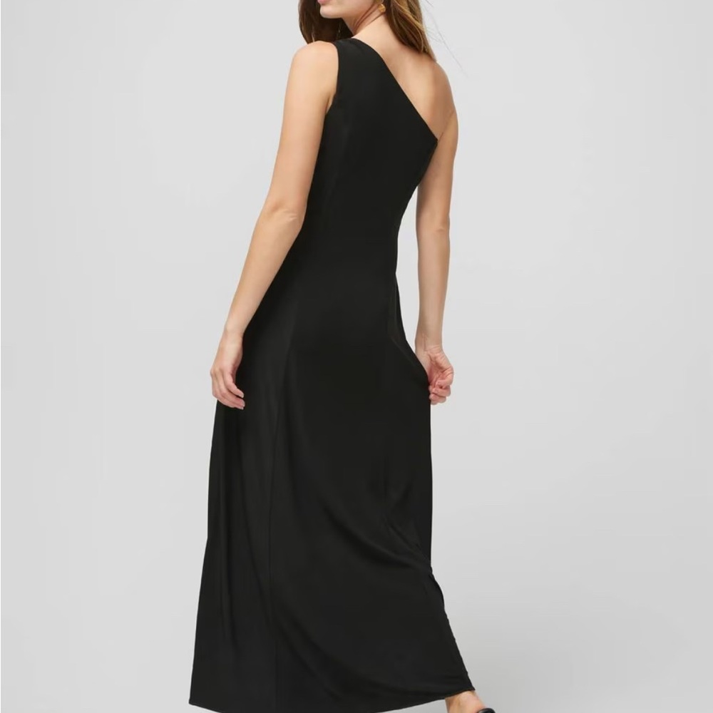 Whitehouse Blackmarket One Shoulder Slit Leg Matte Jersey Dress - Picture 2 of 5